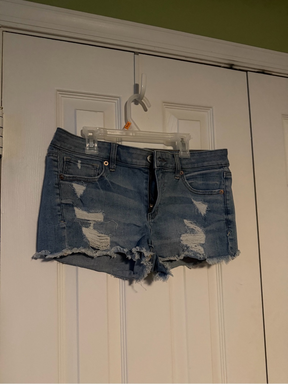 American Eagle Outfitters Light Blue Distressed Denim Shorts